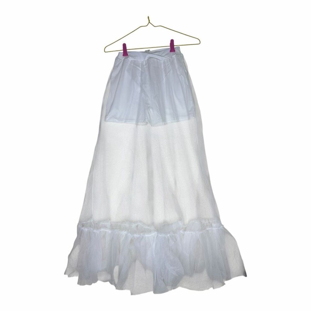 NEW Halara White High Low Ruffle 2-in-1 Mesh Maxi Skirt Size‎ Small